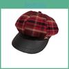 Fall Trendy Winter Plush Octagonal Beret With Grid Design For Fashion Womens