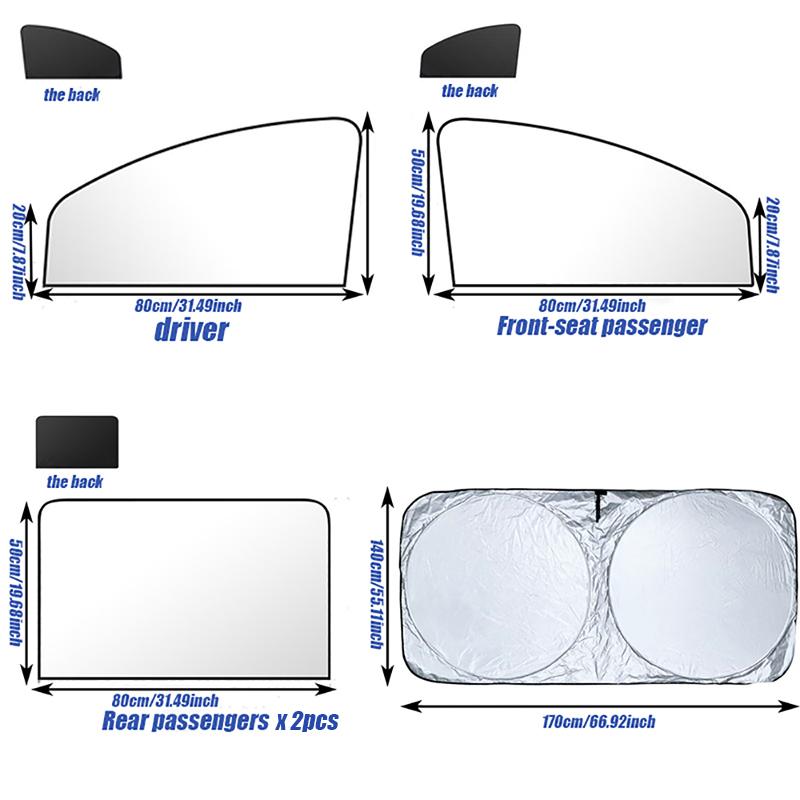 

1set Car Sunshade Kit UV-proof Heat-insulating Magnetic Privacy-designed Lightweight Easy to Install Suitable for Summer Use