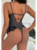 Sexy Lace Patchwork Waist-Shaping Backless Bodysuit with Hidden Button Closure