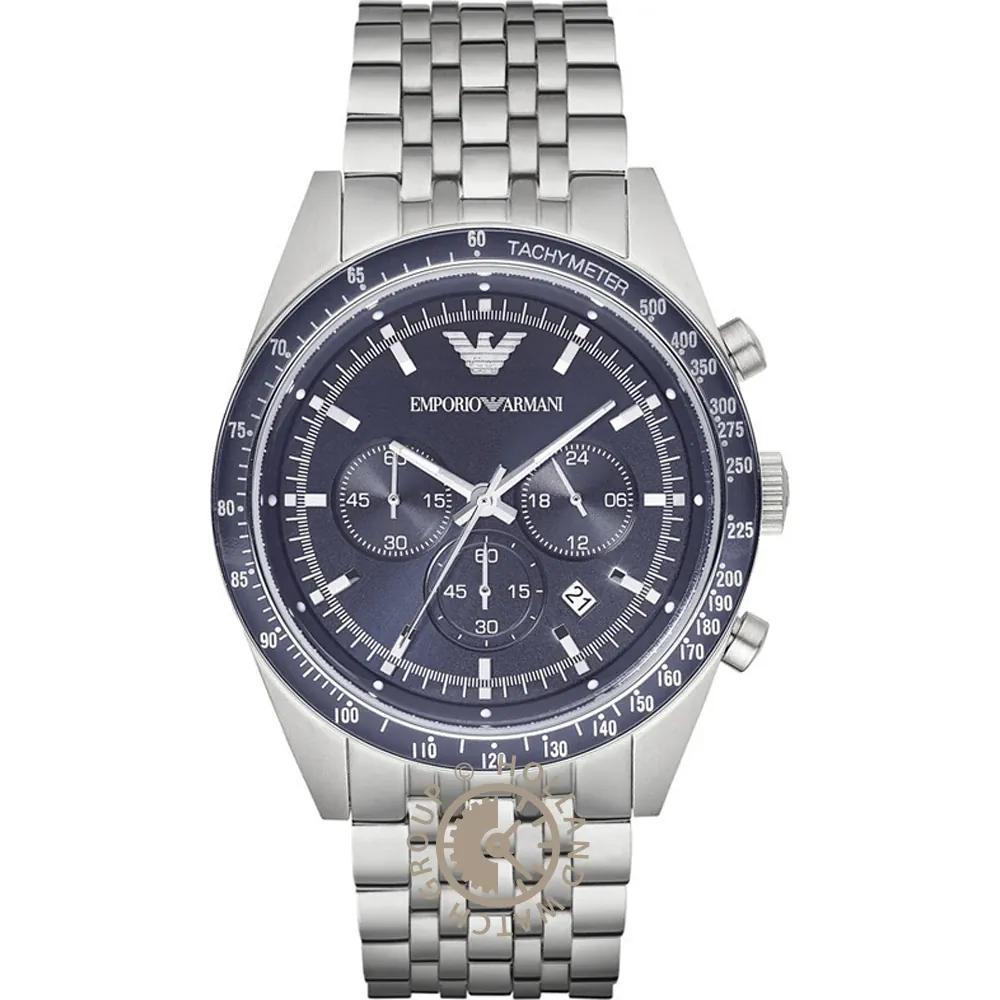 

Emporio Armani Tazio XLarge Blue Stainless Steel Men s Quartz Chronograph AR6072 синий