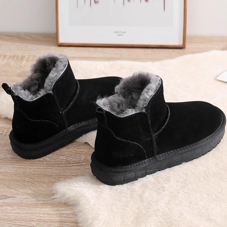 Short snow boots women's winter 2025 new velvet thickened short boots non-slip one-pedal low-top foreign-style warm cotton shoes