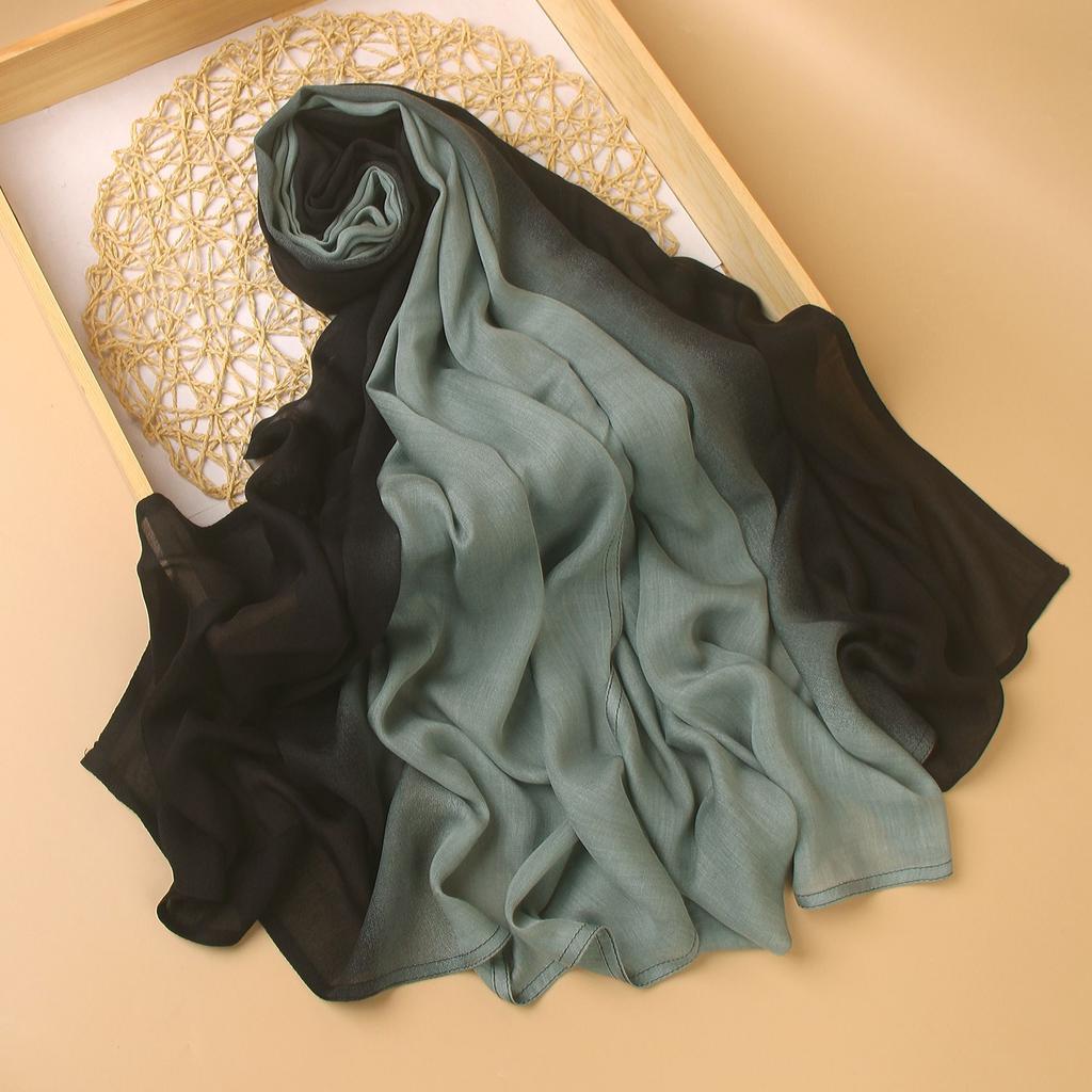 Ombre Modal Hijab Gradient Cotton Rayon Crease Hijab Scarf Lady High Quality Wraps And Shawls Musulman Headband Islamic Turban