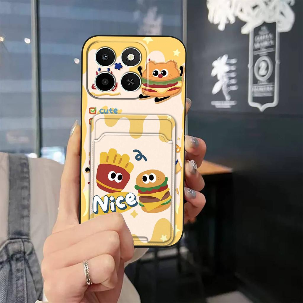 Cartoon Card Slot Phone Case For Honor X6c Durable Silicone Full Wrap TPU Fashion Design Cute Back Cover Waterproof