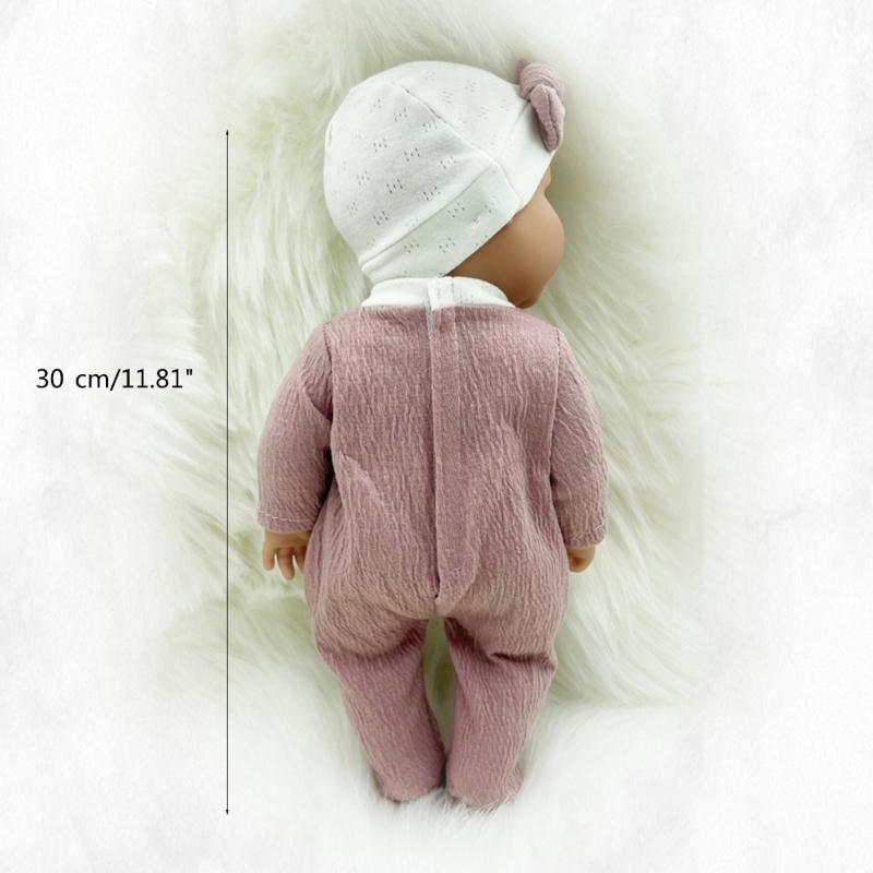 30cm Simulation Baby Doll Realistic Rebirth Doll with Nipple/Blanket/Bassinet/Pillow for Baby Kid Appease Accompany