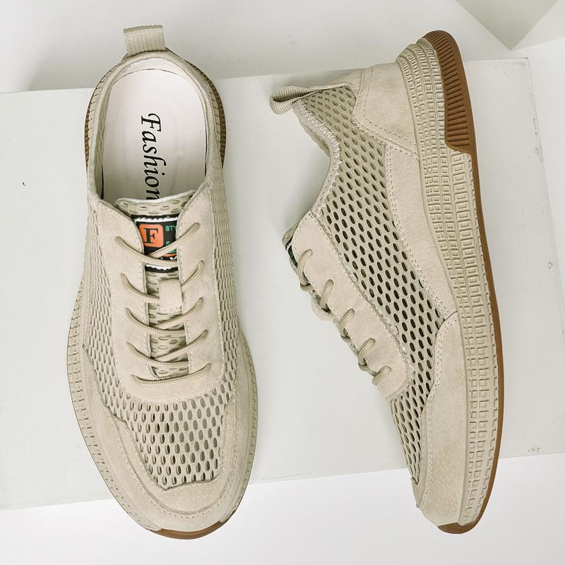 Men's Casual Shoes Breathable Summer Sneakers Men Outdoor Mesh Suede Shoes Man High-Quality Comfortable Leisure Walking Shoes