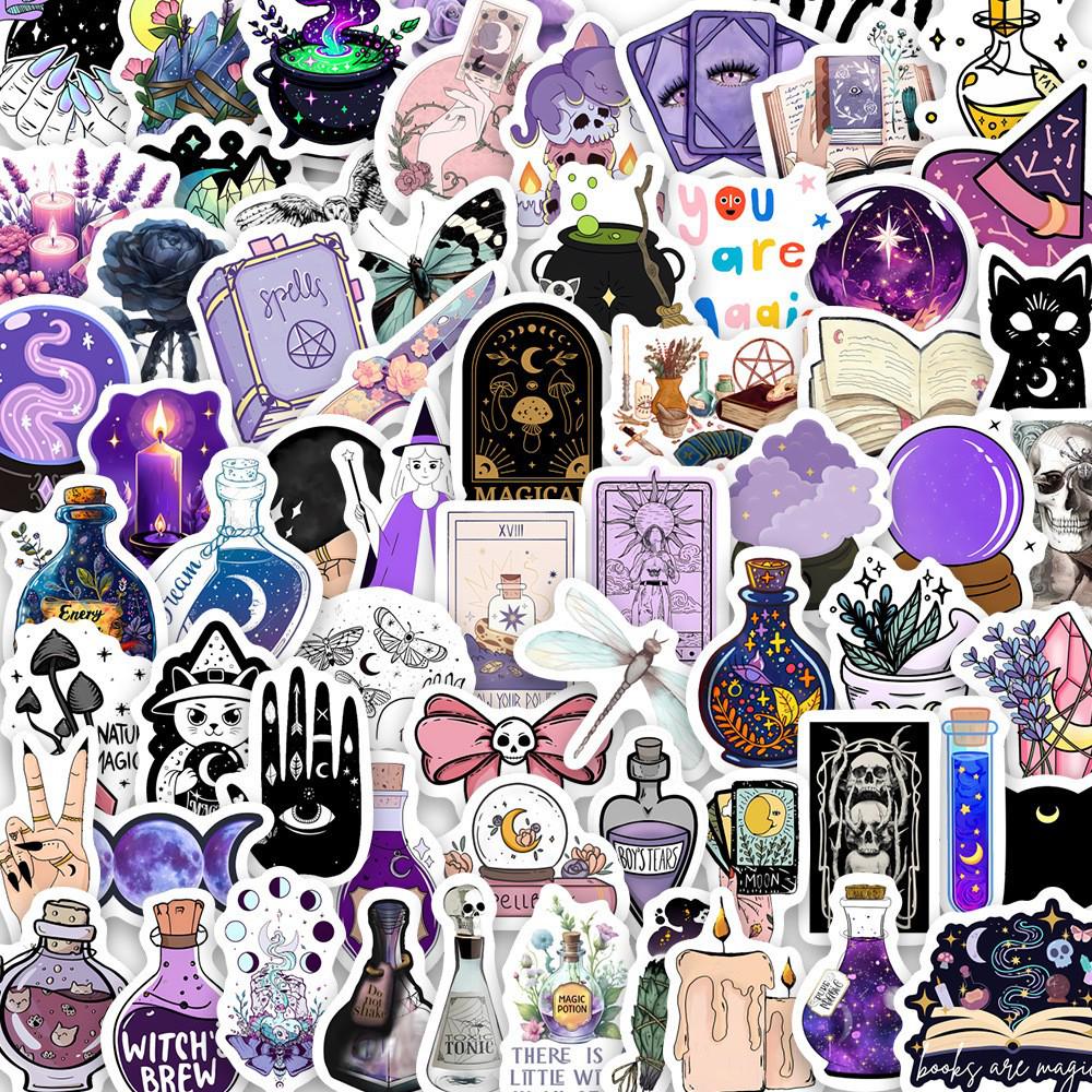 Magic Theme Sticker Set: 100 Sheets of Witch, Crystal Ball, and Creative Planner Designs