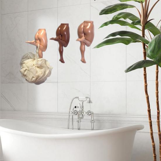 Yousheng Vtipný nástěnný hák na lidské tělo 5 palců Drzá socha Držák na ručníky a klíče do koupelny Vstupní hala Sexuální nohy a hák na tělo pro domácí dekoraci