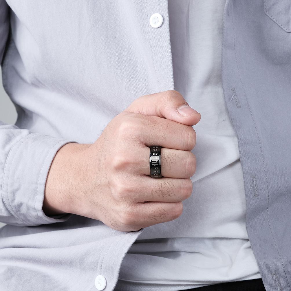 Vintage Odin Norse Viking Amulet Rune Rings For Men Women High Quality 8mm Men Stainless Steel Ring Couple Wedding Party Jewelry