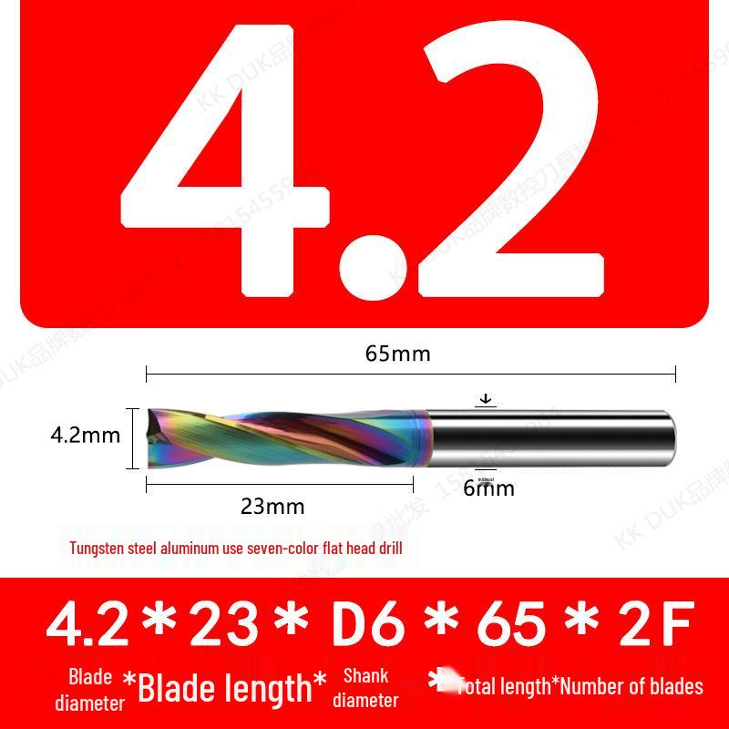 Tungsten Steel Flat Head Drill Bit for Aluminum, 180°, 4.1-6.0mm (0.1mm Intervals)
