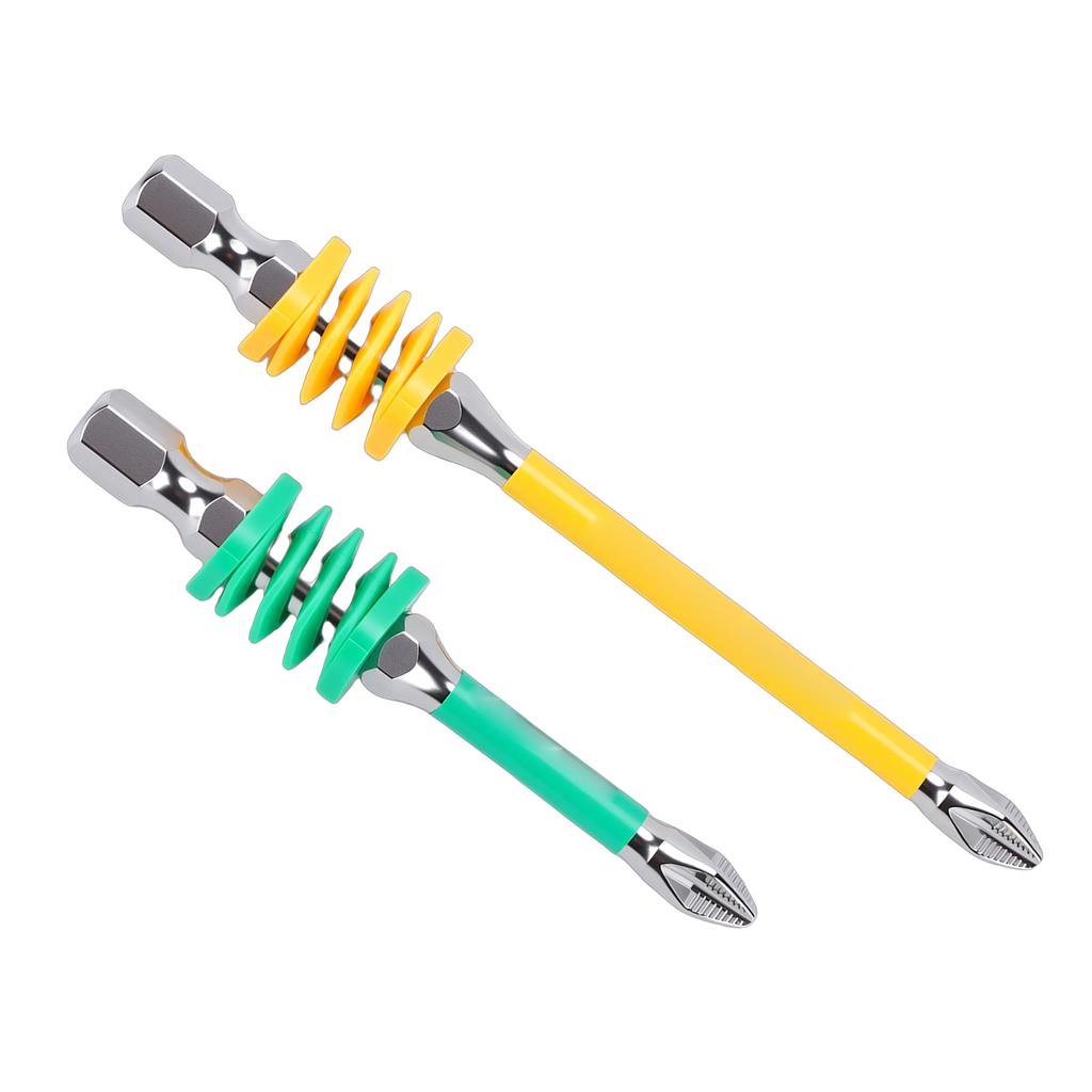 2Pcs Spring Loaded PH Screw Driver Bits Non Slip Magnet Tip 1Celsius4in Hex Shank Proof Steel for Electricians Power Drill Hand Tools 65mm 9