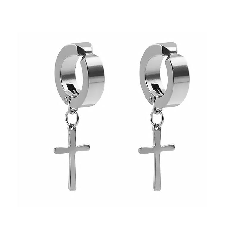 

Combination Minimalist Men Non-Hole Handsome Ear Clip Steel Ear Clip Cross Pendant