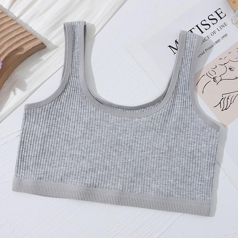 

Подростковый хлопковый бралетт-топ без рукавов однотонного цвета - Тренировочный бюстгальтер для периода полового созревания L (suggested 75-105 jin)