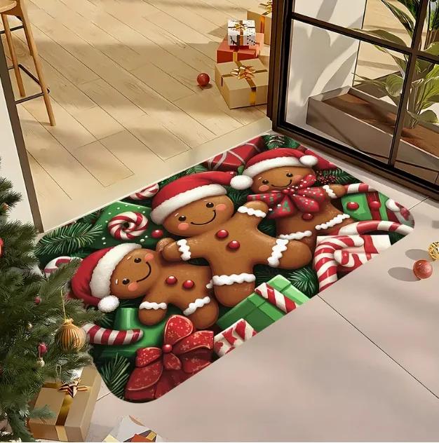 Gingerbread Man Door Mat Christmas Gnome Soft Carpet  Living Room Kitchen Bedroom Bathroom Room Christmas Home Christmas Decor