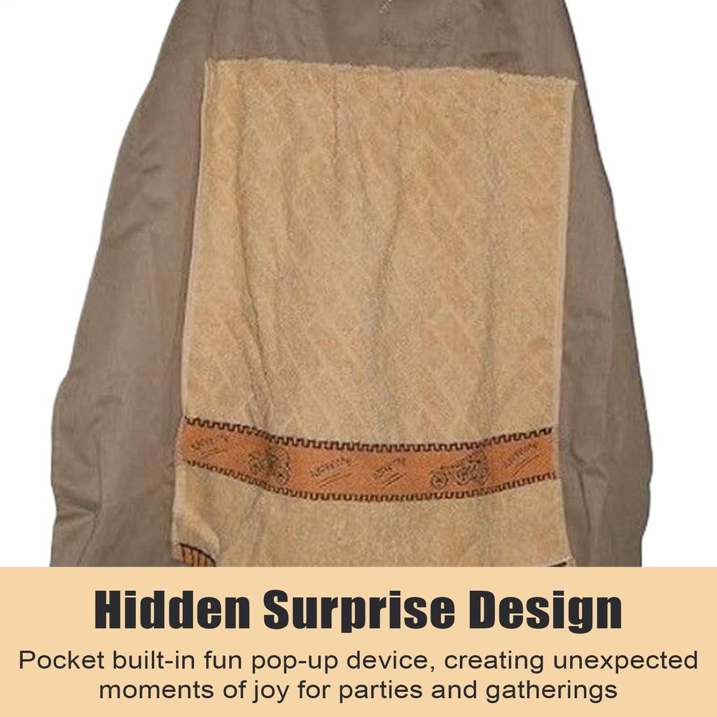 Prank Apron Funny Chef Apron Humorous Washable Novelty Costume with Openable Towel for BBQ Workshop Art Studio Catering Baking