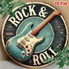 Vintage Rock & Roll Guitar 8x8 Inch Aluminum Sign