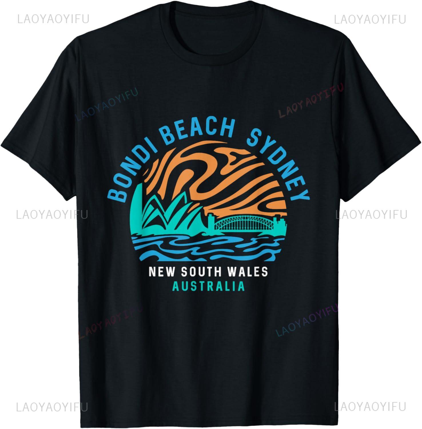 

Vintage Retro Bondi Beach Sydney Australia Surfer Beach T-Shirt Print on Demand Customizablecasual Streetwear Printed T-shirt 4XL