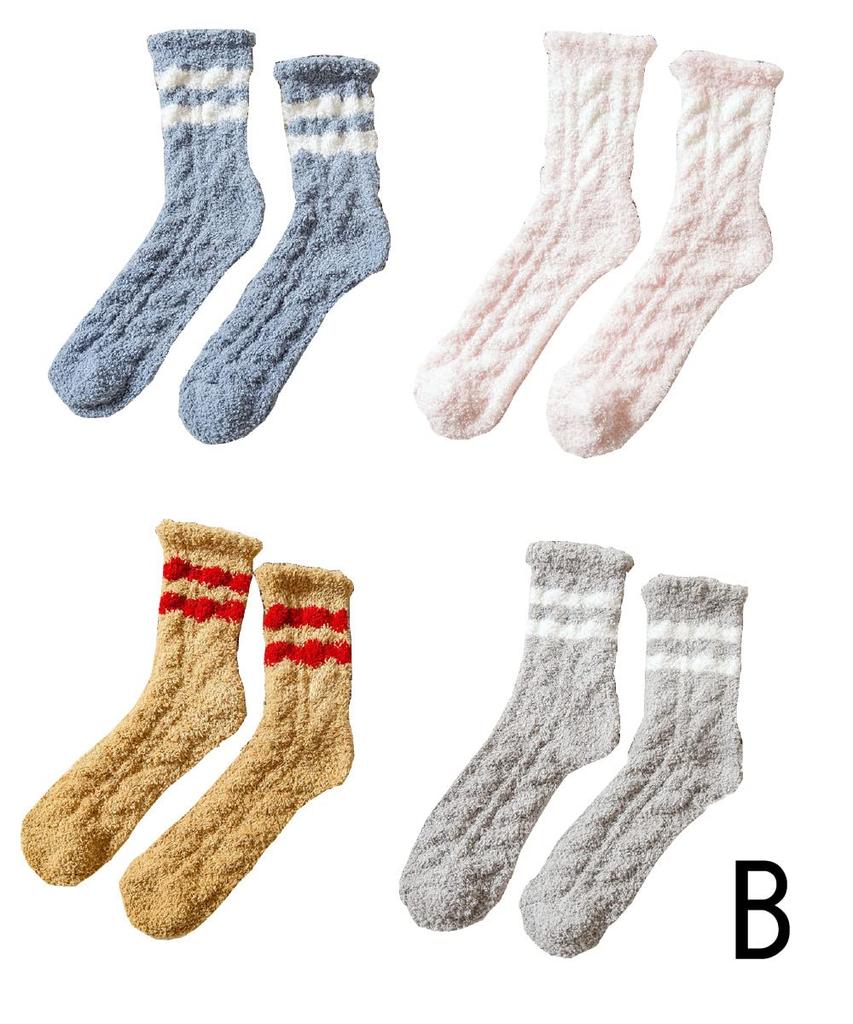 Next Grants Fluffy Room Solid Colors with Cute and Stylish for Cold Loose Pastel Socks Women's Socks, Stripes, Winter, Protection, Anti-Slip,