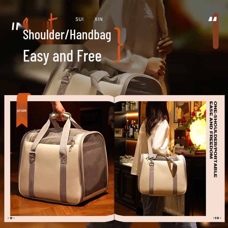 Breathable Portable Cat Carrier Handbag – Comfortable Travel Shoulder Bag for Cats