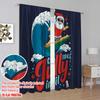 2pcs,2D Plane Printing Curtains&Window Treatment Surfing Santa & Reindeer Versatile Polyester Fabric (without Rod) Decorations