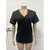 Summer V-neck Solid Color Double-sided Slit Short Sleeved Loose Women's T-shirts
