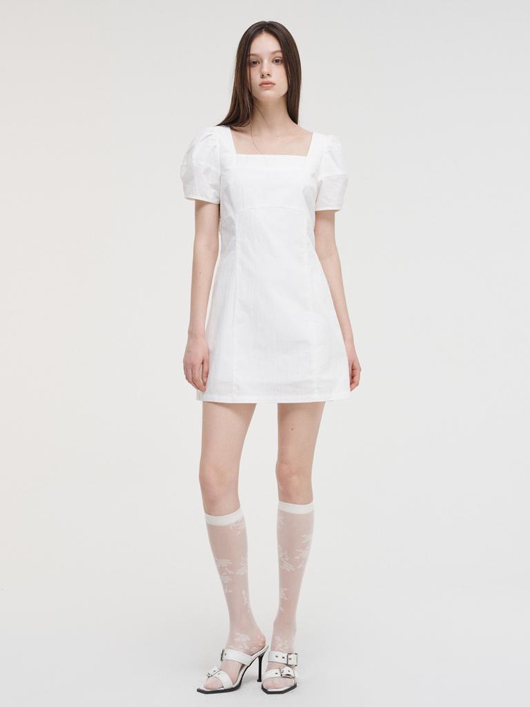 Etmont Square Puff Mini Dress, White