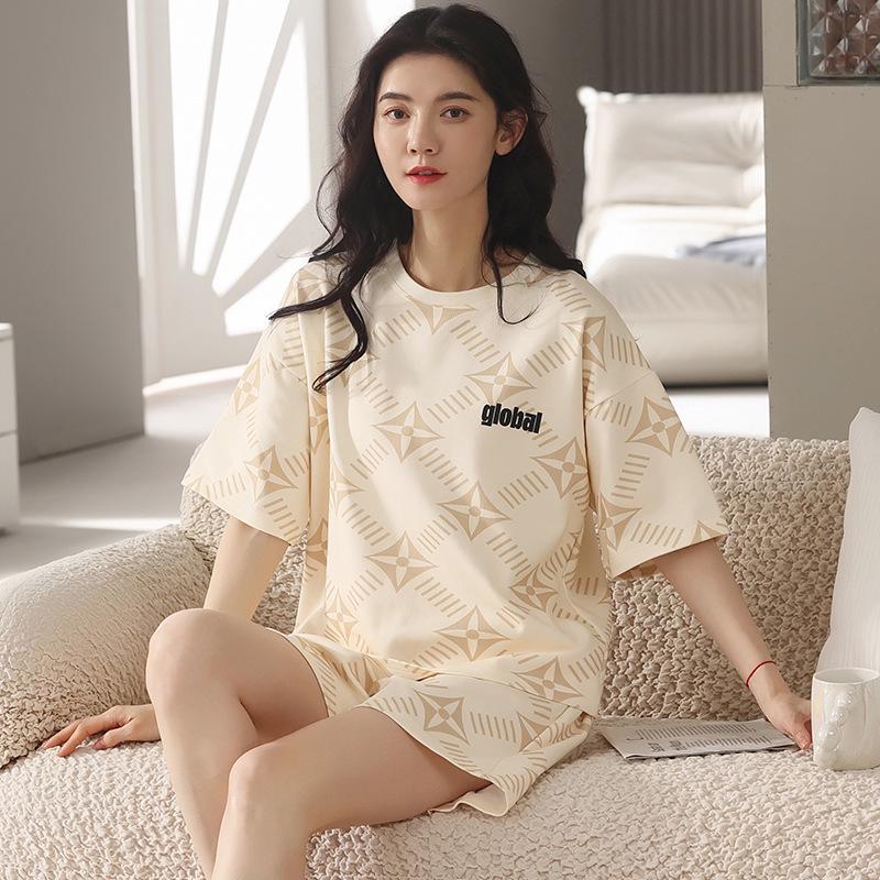 Baumwoll-Pyjama-Set im koreanischen Stil - Niedliche, lässige Kurzarm-Homewear für Studenten