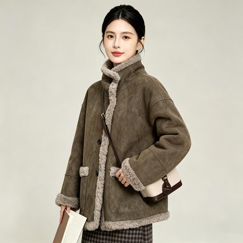 Women's Chic Wool Shearling Reversible Coat