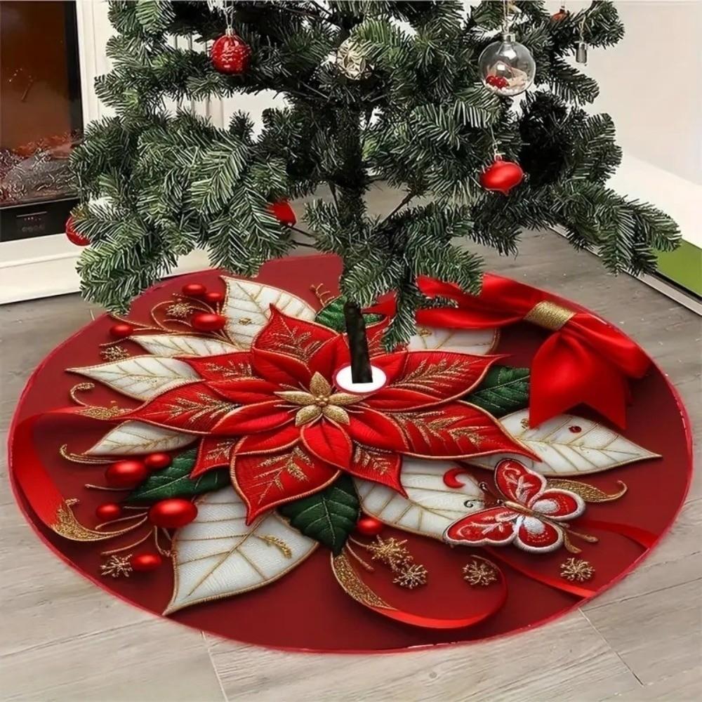 Round Christmas Tree Skirts 90cm 35in Xmas Tree Foot Cover Christmas Tree Mat Wedding