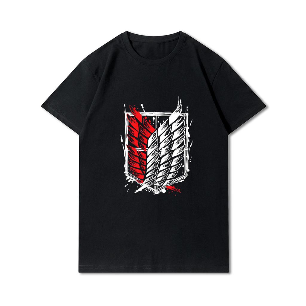 Plus Size Anime Attack On Titan Unisex trička Levi·AckerUnisex Eye Punk Tops Letní Harajuku Volné Gotické Topy s krátkými rukávy