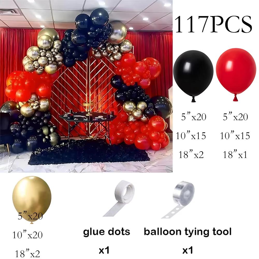 Black Red Balloons Garland Kit 2026 New Year Party Decor Balloon Arch Birthday Party Baby Shower Wedding Anniversary Decoration