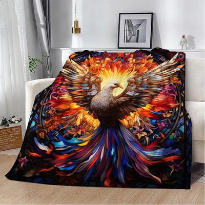 White Phoenix Thick Blankets for Winter Blanket Fluffy Plaid Home Interior Microfiber Bedding Bed Throw Beach Towel Knee Soft &