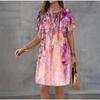 Creative Colorful Patterns 3D Printing Dresses Women Fashion Summer Loose Plus Size Comfortable Breathable Short Sleeve Dresse