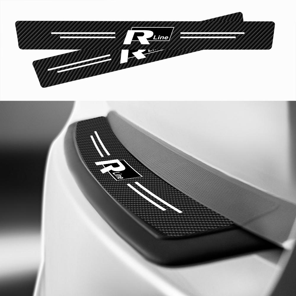 EFG1 4PCS Car Door Sill Protector Plate PU Leather Carbon Fiber Threshold Anti-Scratch Bumper Car Sticker for VW Rline Golf Beetle B6