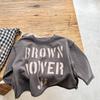 Autumn Korean Style Solid Color Letter Print Kids Long Sleeve Pullover Sweatshirt