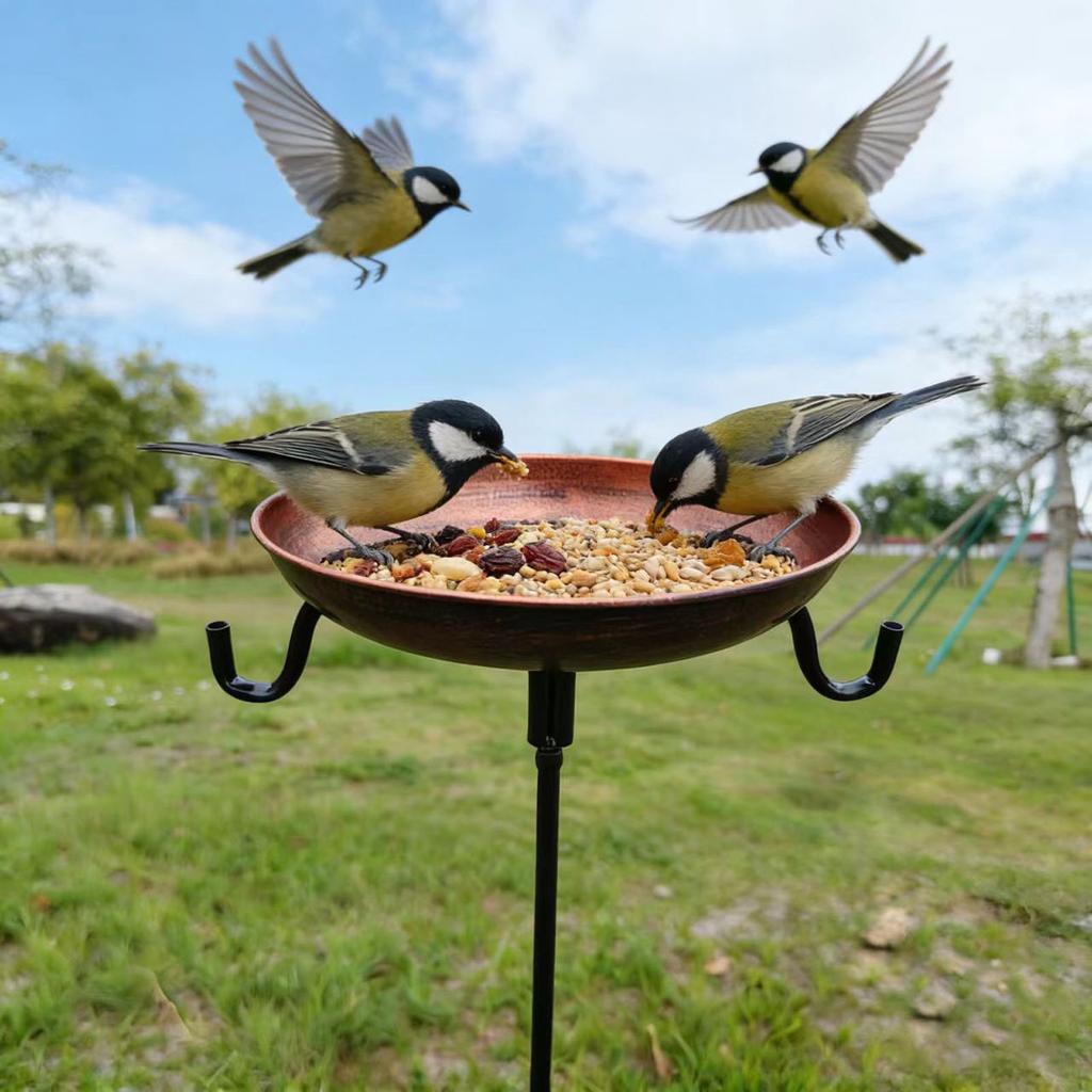 Classical Iron Bird Feeder Bird Bath With Hanging Hook For Easy Attracting Wild Birds To Yard Balcony Garden Decoration