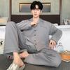2024 Men's Long Sleeve Cotton Pajamas - Spring/Fall Teen Boys Home Wear Set