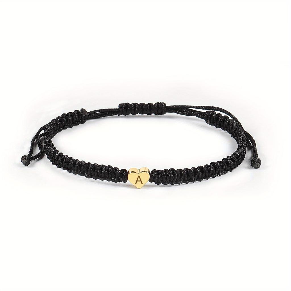 1 Stück Herzarmbänder A-T Anhänger Armband Für Frauen Geschenke Seil Verstellbarer Schmuck Für Teenager Mädchen Freunde Ehefrau Freundin Freund Paar Freunde