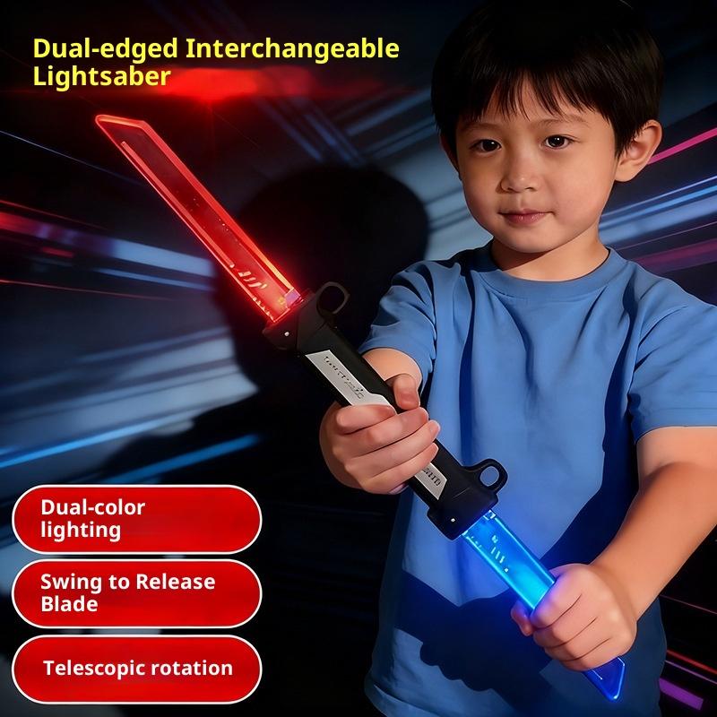 Unbranded Dual Edged Interchangeable Telescopic Lightsaber New Dual Color Lighting Swing To Release Blade Kids Cosplay Toy