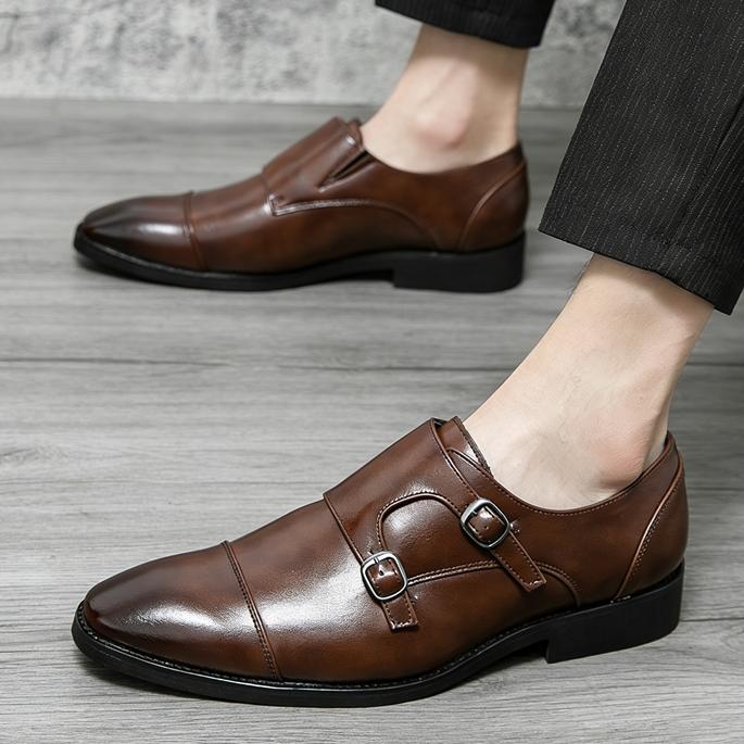 Britain Gentleman Fashion New Black Brown Monk Strap Shoes For Men Formal Wedding Prom Dress Homecoming Sapatos Tenis Masculino