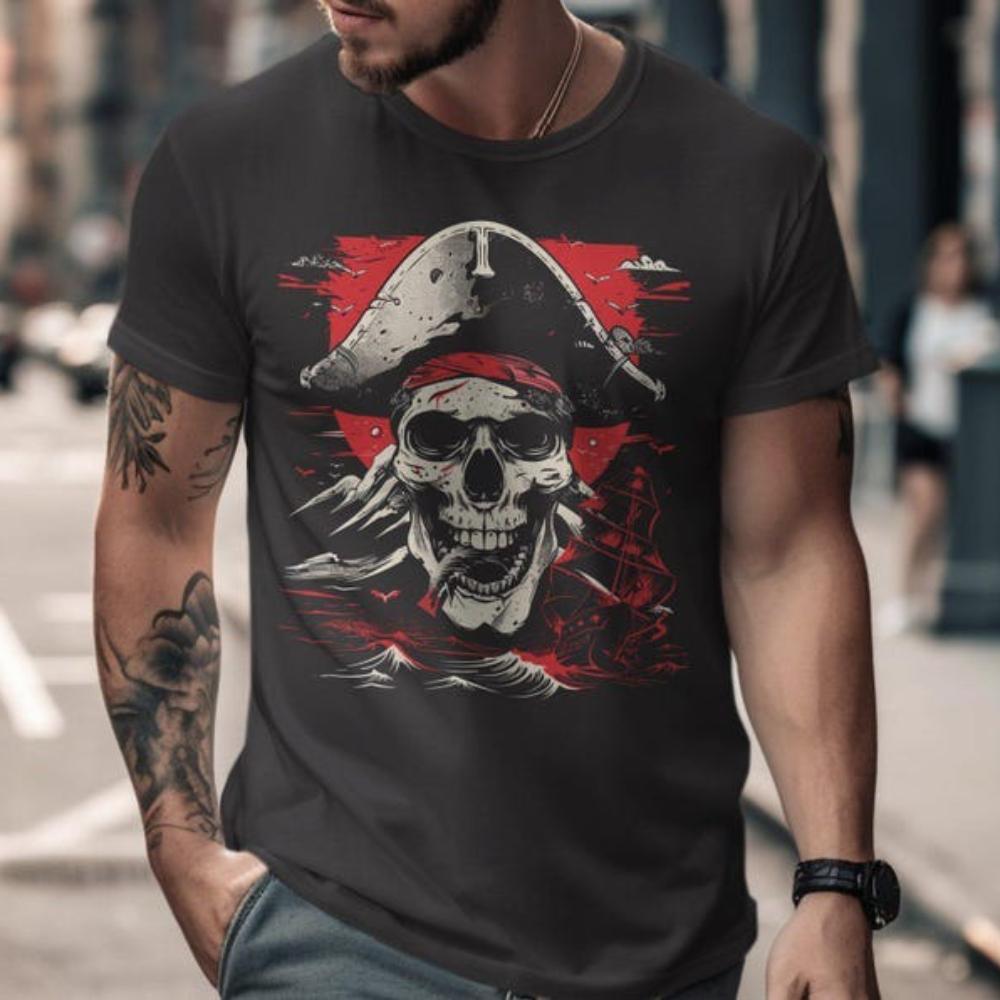 Vintage Skull Pirate Grunge Graphic T Shirts Edgy Gothic Rock Apparel Unisex Woman Man Punk Creative Cotton Tshirt Streetwear