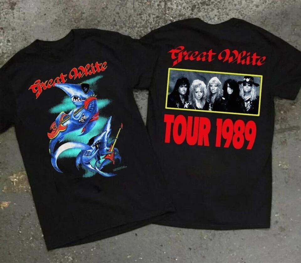 

Great White Band Tour Event Tee Vintage 1989 Great White Hard Rock Band High-end Luxury Is for Both Men and Women Top Y2k Summer 4XL