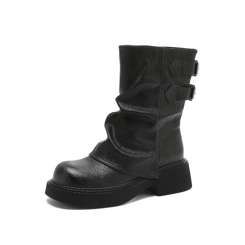 Maillard platform Martin boots women's new autumn brown pile boots retro versatile warehouse tube boots small short boots