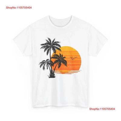 Summer Palm Tree T Shirt Vacation Beach Lovers Sunset Vintage Streetwear Homme Unisex