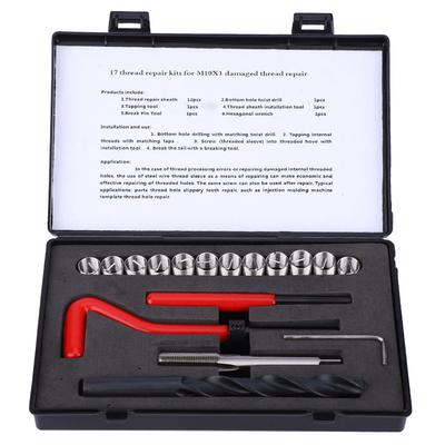 Kit de réparation de filetage 17 pièces, clé à tarauder en acier inoxydable, outil d'insertion filetée M10x1