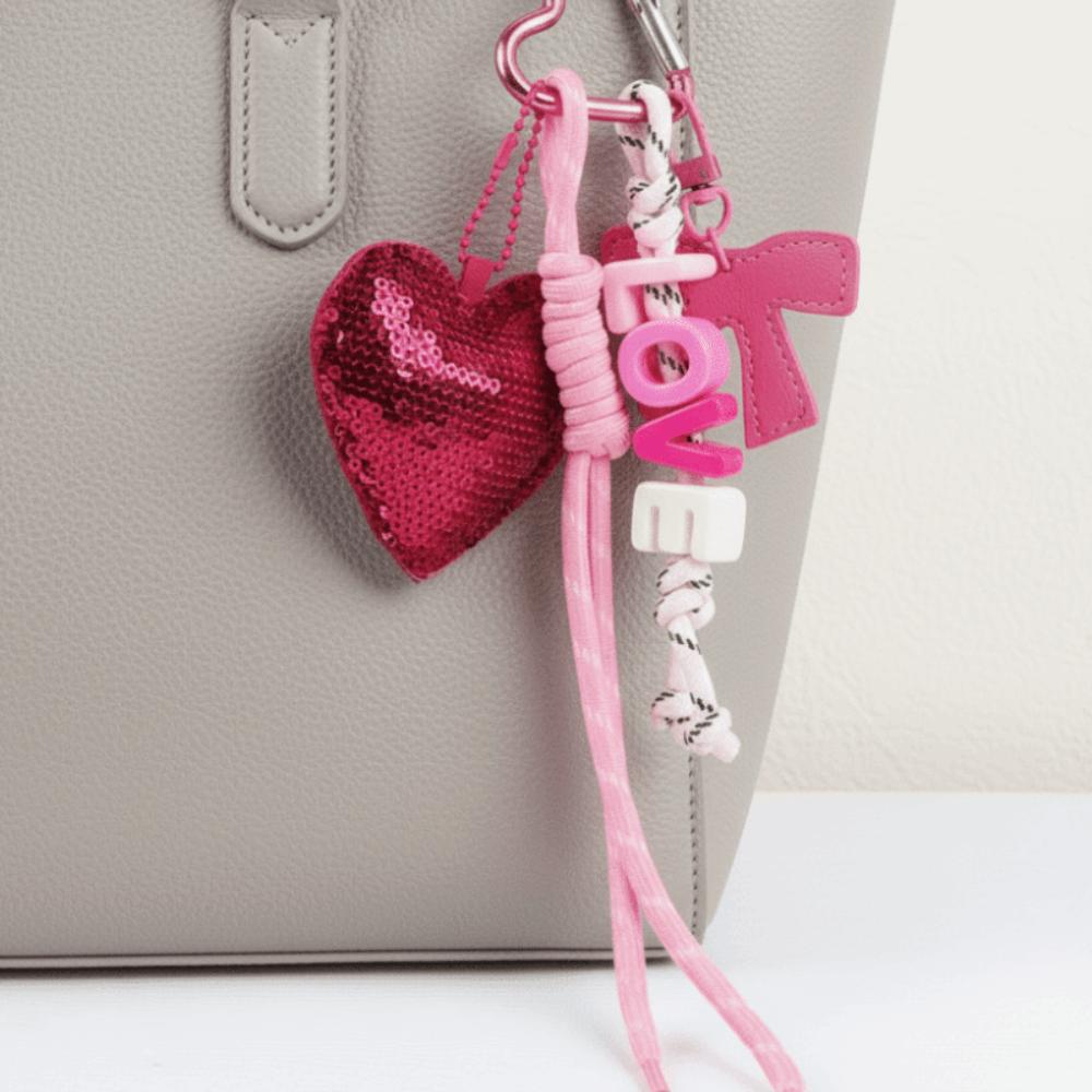 Bag Accessories Love Keychain Heart-shaped Braided Rope Pendant Love Pendant  Birthday Gift