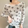 Ins Sun-protection Pullovers Butterfly Sheer Tops Korean Style Bottoming Shirts Women  Girls