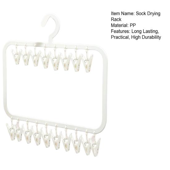 Socken-Trockengestell mit winddichten Klammern, stark belastbar, tragbar, platzsparend, Socken-Unterwäsche-Hakenaufhänger