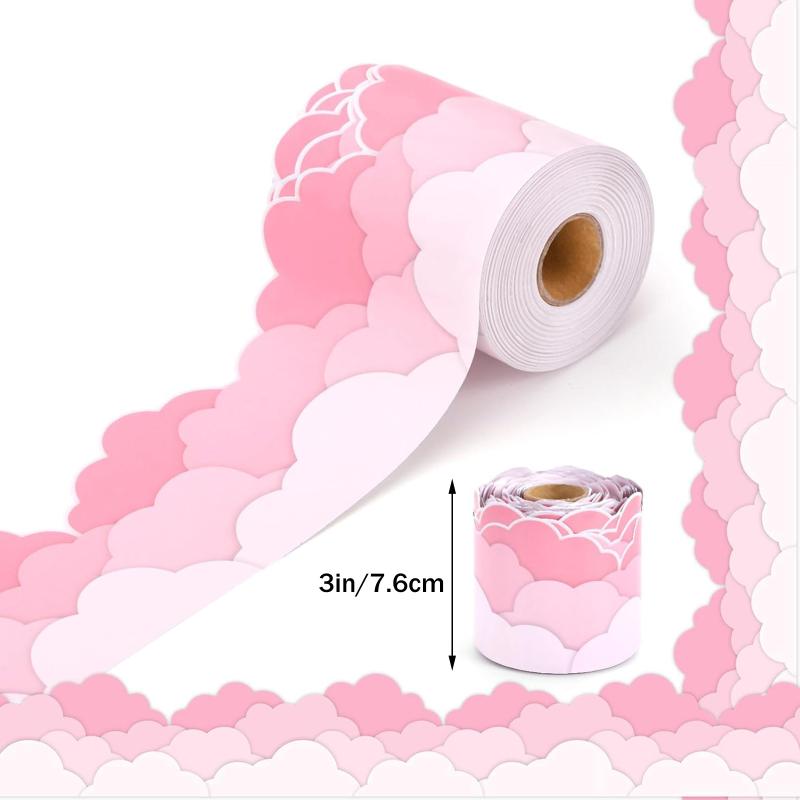 1Roll Self Adhesive Rainbow Pencil Edge Stickers Chalkboard Bulletin Board Border Paper 3Inch Border Classroom Decors
