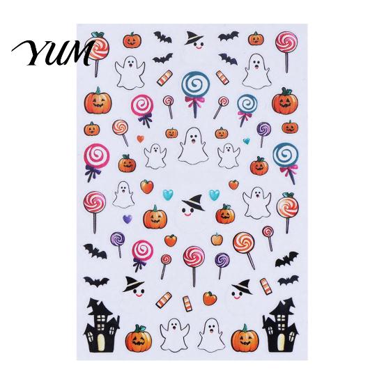 Holiday Nail Art Decals Halloween Stickers, Cartoon Pumpkin Ghost Bat for Stickers Decorations, Self-Adhesive Manicure Women Easy To Use Supplies