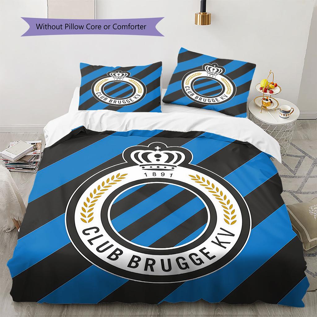 Club Brugge KV Pattern Bedding,Quilt Set Quilt Cover Pillowcase Home Birthday Gift(1 * duvet cover + 2 * pillowcase, without core)